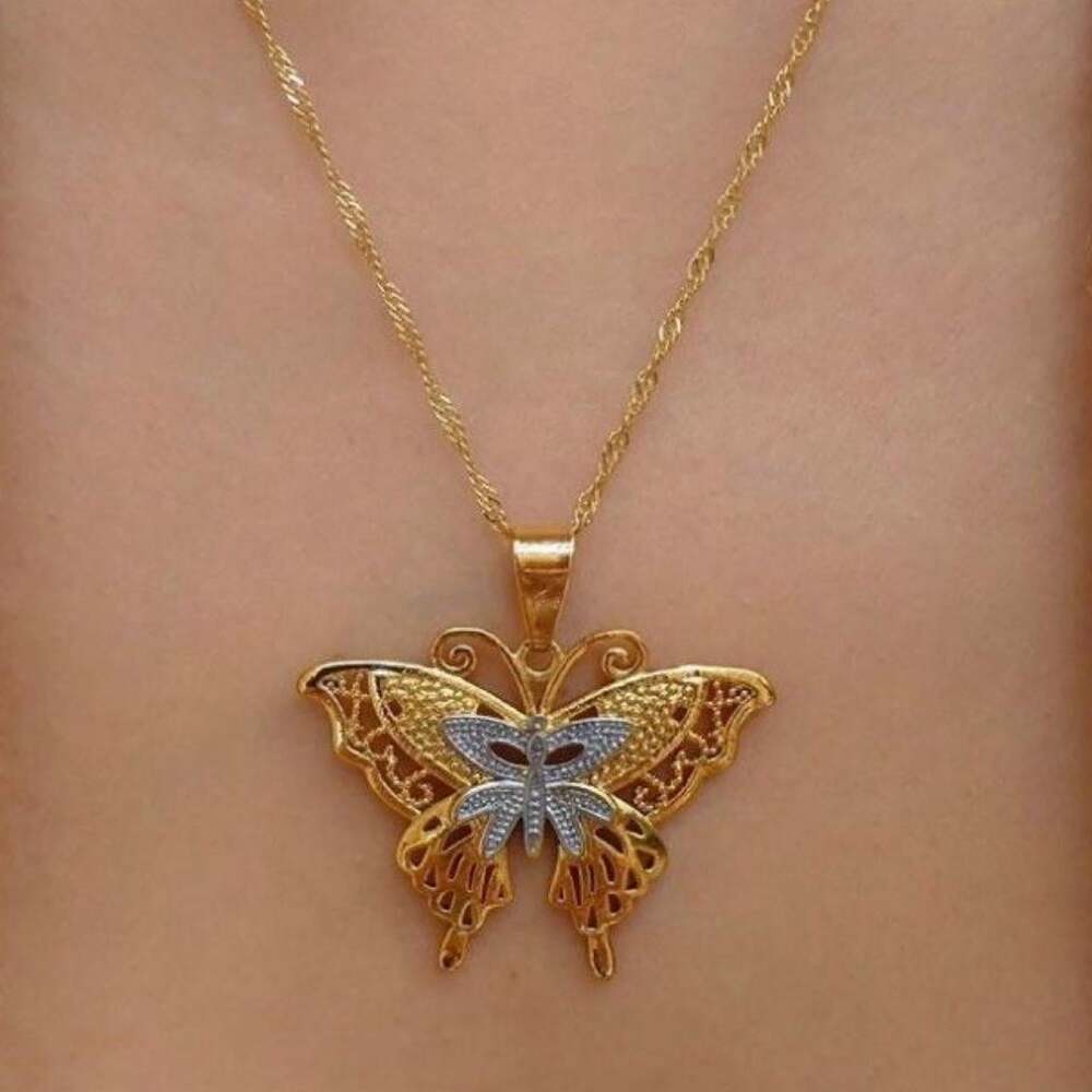 Gold Butterfly Pendant Necklace Ab 1 B